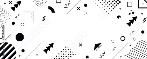 Abstract pop art black and white paint splash pattern background. Memphis geometry background