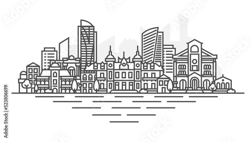 Monaco, Principality of Monaco architecture line skyline illustration. Linear vector cityscape with famous landmarks, city sights, design icons. Landscape with editable strokes.