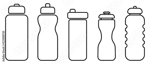 Water line bottle icons. Vector illustration isolated on white background