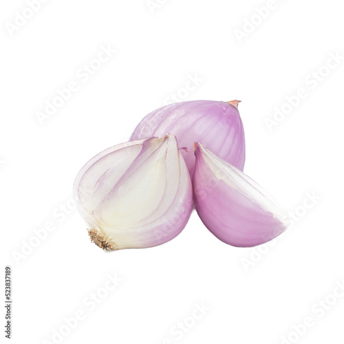 Fresh Shallots isolated on a white background,element of food healthy nutrients and herb vegetable ingredient concept.