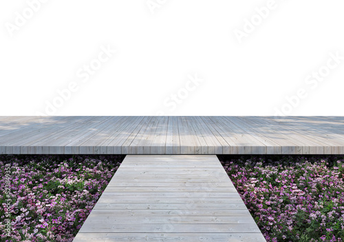 Balcony with flower garden on transparent background