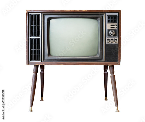 Vintage television - black and white tv isolate object for design, old technology