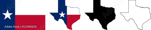 Texas State National Flag Map Texan outline black silhouette