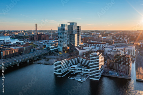 Top view of beautiful Helsinki on a summer evening