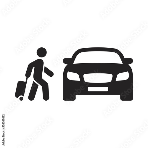 Taxi icon. Customer pick up. Travelling by car. Road trip. Vector icon isolated on white background.