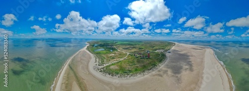 Aerial view of the lighthouse at the island Texel, The Netherlands