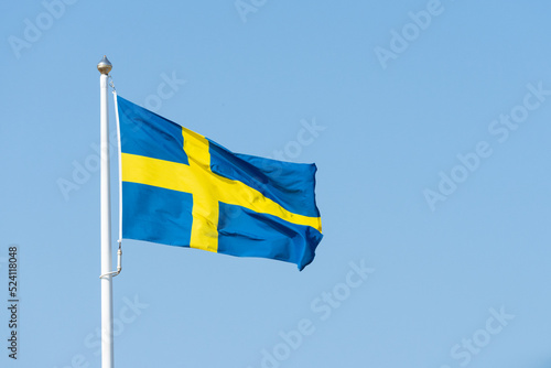 swedish flag on blue sky