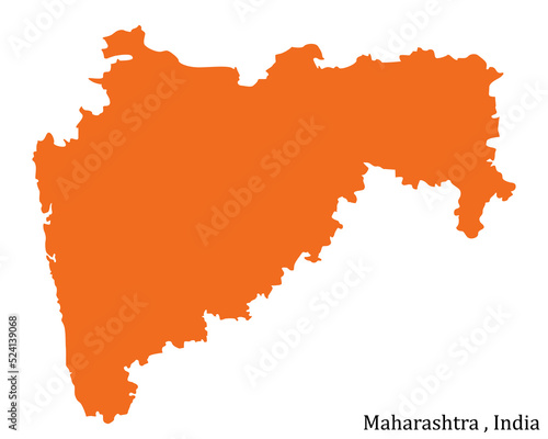 map of the Maharashtra state isolated on the white