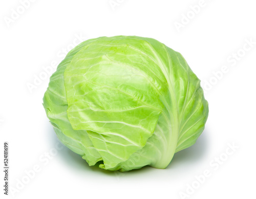 A typical cabbage with nice shape and color, isolated on white