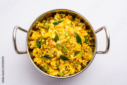 Sweet Corn Upma, makai rava uppittu made using with or without semolina , healthy Indian breakfast