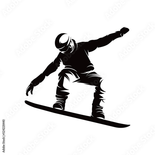 Vector silhouette of detail of snowboarding. Silhouettes of snowboarder isolated on with background