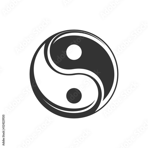 Buddhism symbol isolated yin yang sign. Vector negative and positive, dualism of dark and bright