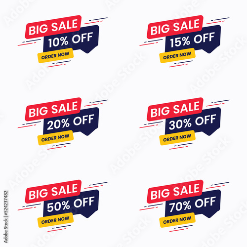 different percent discount big sale offer banner