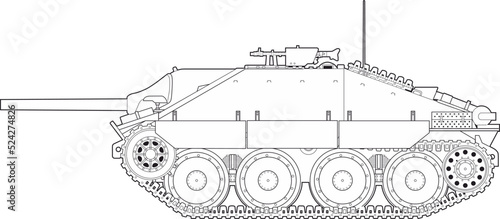 Hetzer is a German tank destroyer of the Second World War. Side view, color white
