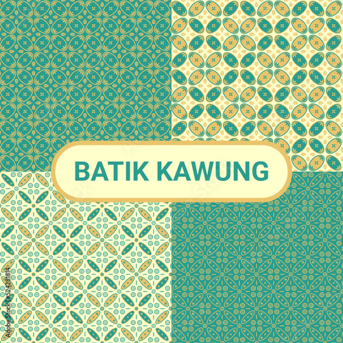 Indonesian original culture kawung batik in four versions