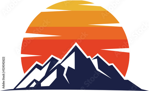 Mountain adventure logo premium vector illustrations, sunset outdoor 1