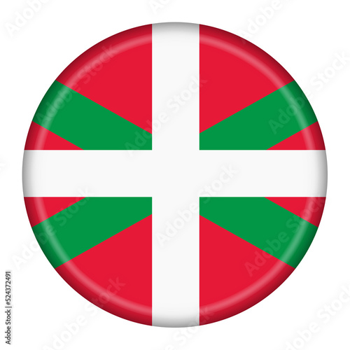 Basque flag button 3d illustration with clipping path