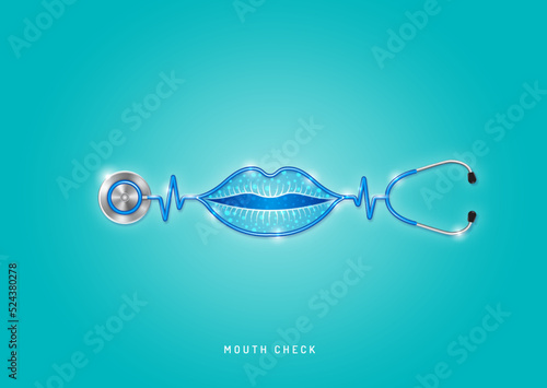 Healthcare and medical concept stethoscope shape mouth and checkup all organs. wishing you stay in good health.