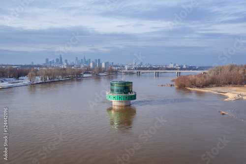 Water intake station called Gruba Kaska on River Vistula in Warsaw, Poland