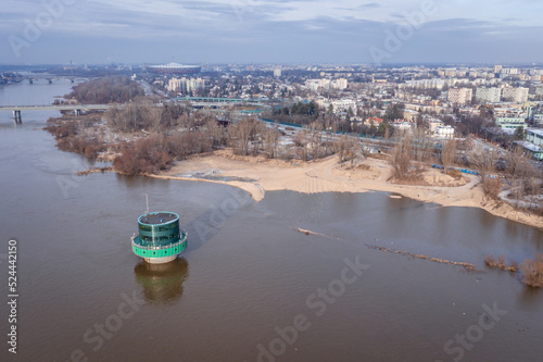 Water intake station called Gruba Kaska on River Vistula River, Warsaw, Poland