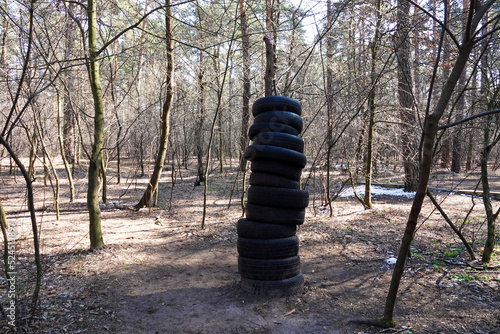 Home-made sports ground in the forest