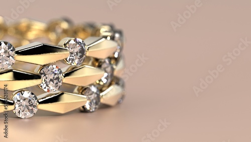beautiful men female band silver or gold or paltinum colour stones 3d render