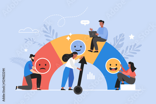 Customer feedback, user experience or client review rating business concept. Modern vector illustration of people satisfaction measurement