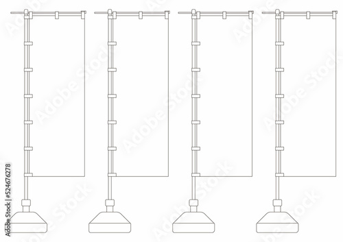 のぼり旗 イラストセット 線画