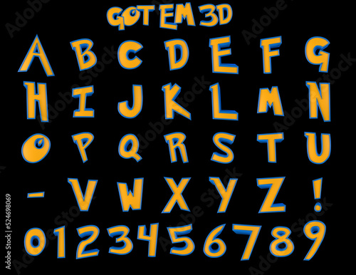 Got 'em cartoon alphabet 3D illustration