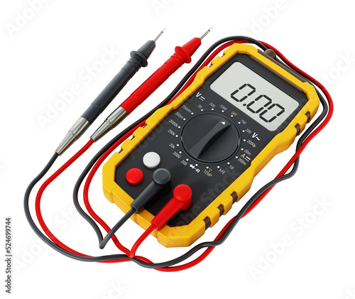 Generic digital multimeter isolated on transparent background. 3D illustration