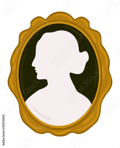 Vector isolated illustration of cameo female portrait.