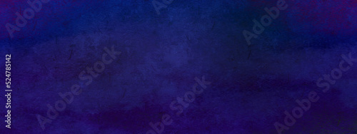 Blue watercolor paper or cardboard texture. Panoramic background. Abstract stains pattern. 