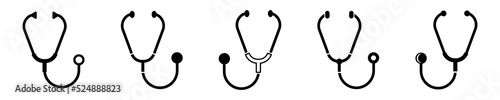 Set of stethoscope vector icons. Medical stetoskop icon. Vector 10 EPS.