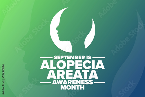 September is Alopecia Areata Awareness Month. Holiday concept. Template for background, banner, card, poster with text inscription. Vector EPS10 illustration.