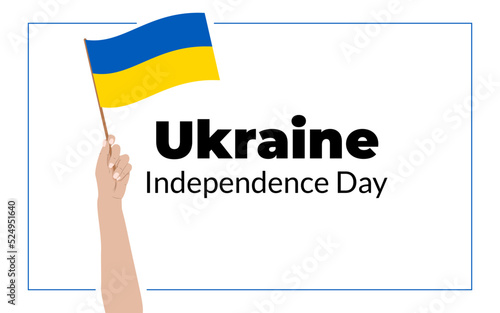 Dzień Niepodległości Ukrainy. Uniesiona ręka z flagą Ukrainy. Święto 24 Sierpnia. Ilustracja wektorowa.