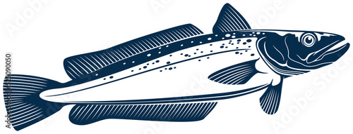 Cod or hake saltwater fish isolated aquatic animal
