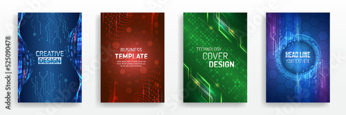 Technology background design, booklet, leaflet, annual report layout. Science cover design for business presentation. Hi-tech brochure flyer template.