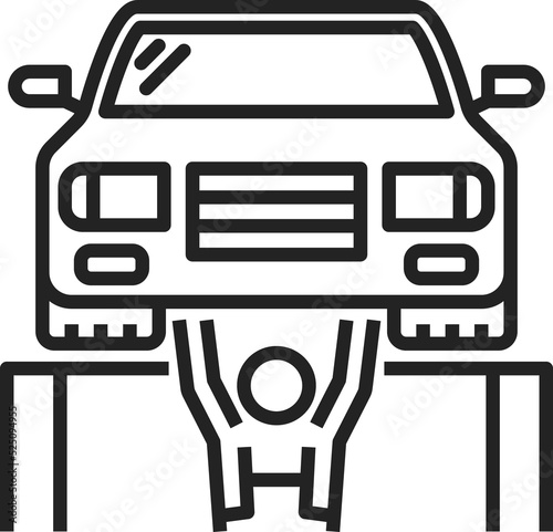 Car mechanic diagnostics vector thin line icon. Vehicle auto service symbol
