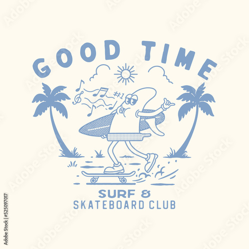 fin illustration summer graphic design surf vintage t shirt