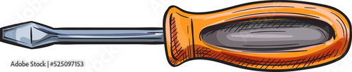 Metal screwdriver repair tool sketch icon
