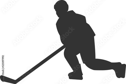 Adult ice hockey bandy player with stick isolated