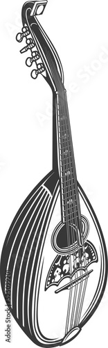 Retro mandolin round baked guitar isolated icon