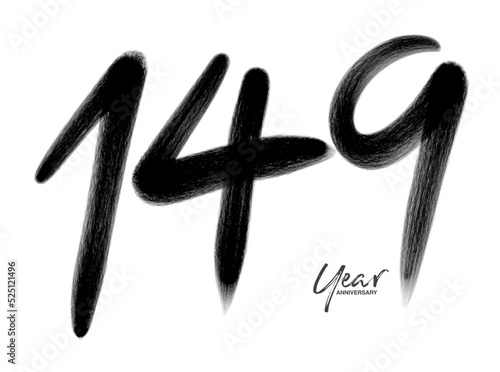 149 Years Anniversary Celebration Vector Template, 149 number logo design, 149th birthday, Black Lettering Numbers brush drawing hand drawn sketch, number logo design vector illustration