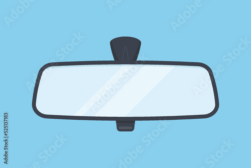 Rear view inside car mirror vector flat illustration
