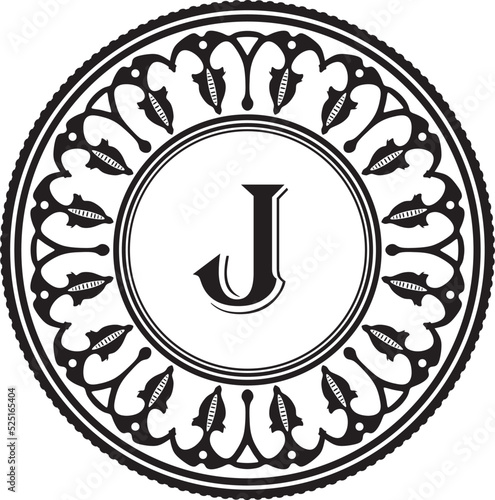 Letter j logo with floral frame, 