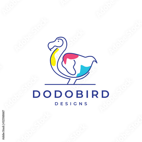 dodo bird lines art abstract logo design