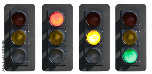 Signs: Traffic Light With Red, Yellow and Green Lights