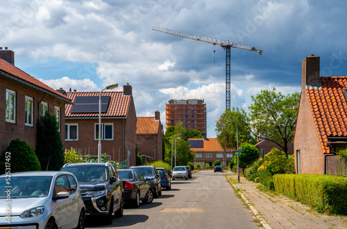 Street scene with housing construction in Amersfoort, Netherlands 