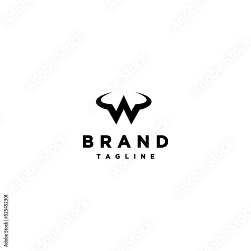 A Logo Template That Describes The Strengths And Wilds Are Represented With Horns Forming The Initial W Of The Word Wild. Initial Letter W with Horns Logo Design.