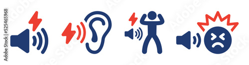 Noisy icon set. Noise disturbance symbol in graphic design. Loud concept.